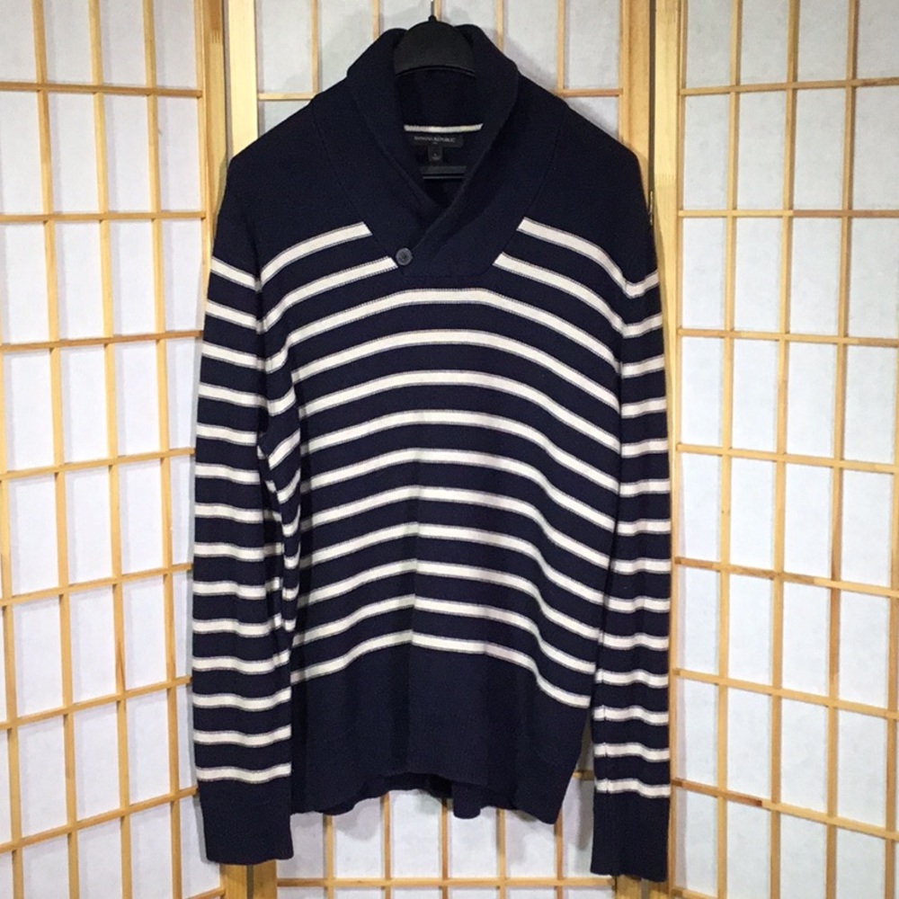 Banana Republic Sweater, L & Blue w/ Beige stripes